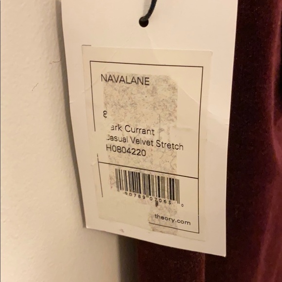 Brand new Theory Bordeaux velvet leggings size 8 - Picture 3 of 5